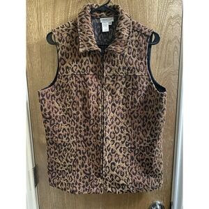 Vintage Coldwater Creek Tapestry Vest Womens  Leopard Print Cheetah Thick Sz M